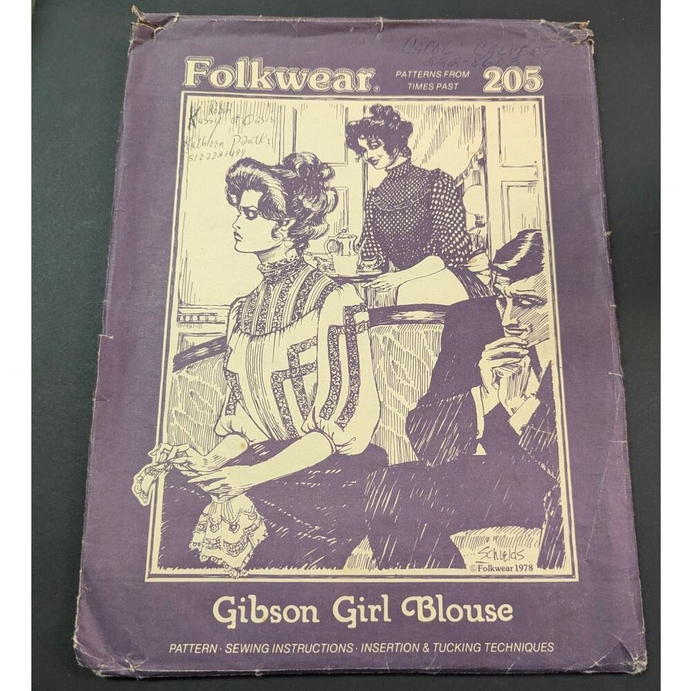 Vintage Folkwear 205 Gibson Girl Blouse Sewing Pattern 1900s Edwardian Style